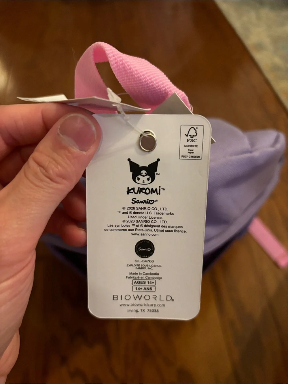 Kuromi Lavender & Pink Backpack